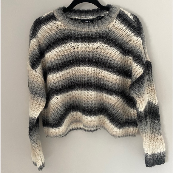 ONLY Grey Striped Knit Sweater - Picture 2 of 4